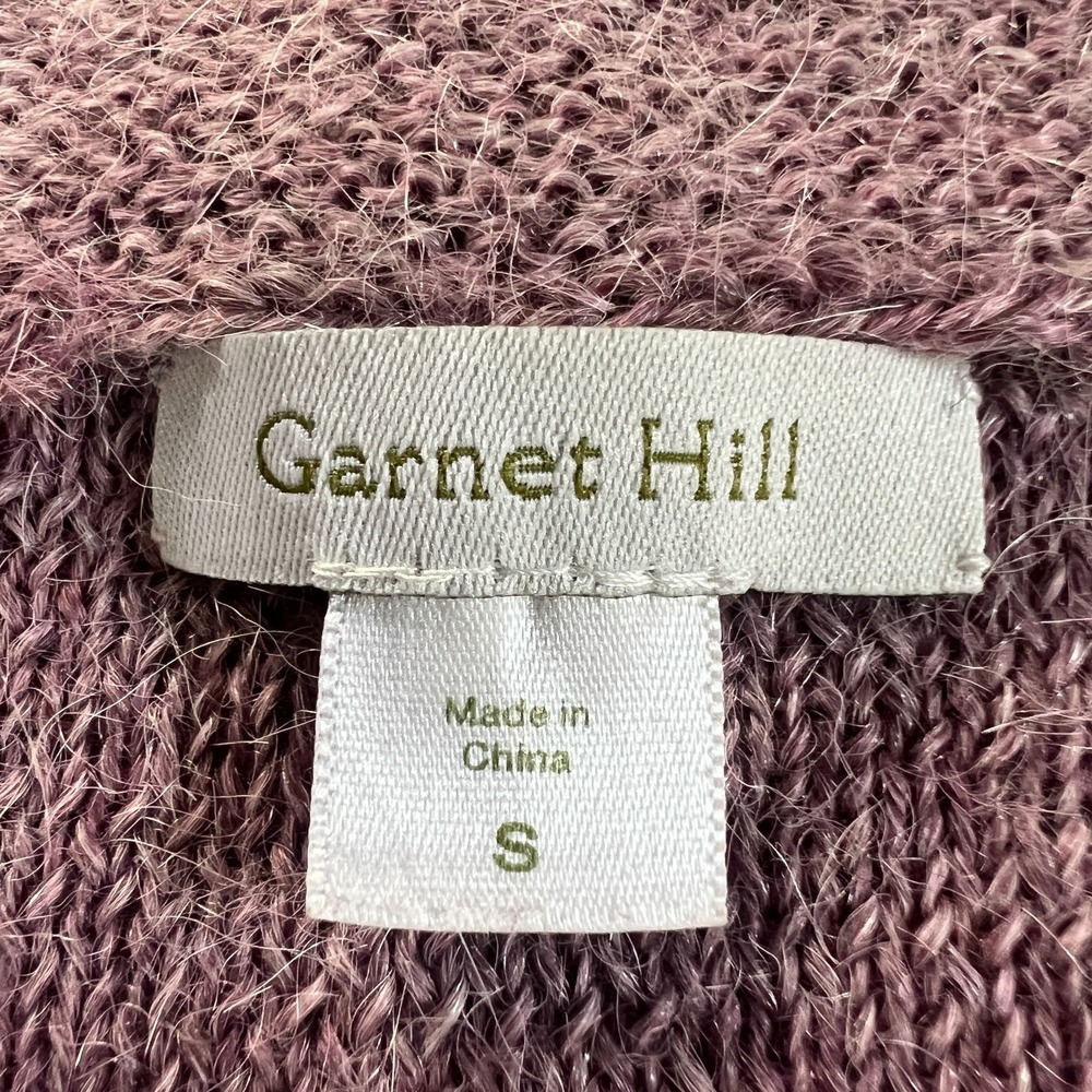 Garnet Hill Womens Y2K Babydoll Deep V Sweater Size S Purple Alpaca Blend Boho - Picture 10 of 13